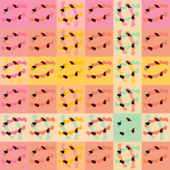 Geometrical seamless hearts striped scheme pattern background