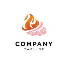 Fire Brain combination logo icon vector