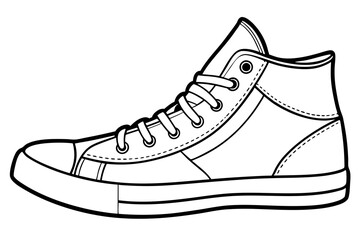 Continuous single line drawing of high-top sneaker, art vector illustrator