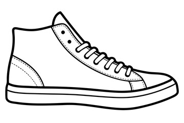 Continuous single line drawing of high-top sneaker, art vector illustrator