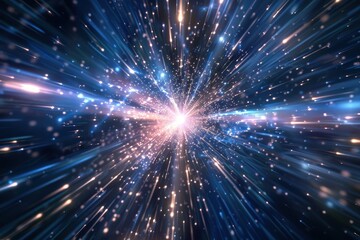 Obraz premium A 3D holographic starburst, with rays of light emanating from a central point