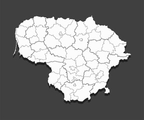 Vector map country Lithuania divided on regions