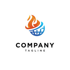 Fire Globe combination logo icon vector