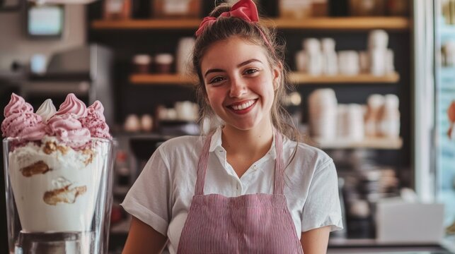 Smiling Baker Holding a Delicious Dessert