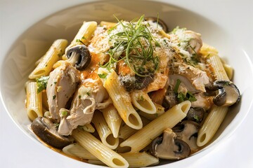 A visually appetizing photograph of a perfectly plated pasta dish