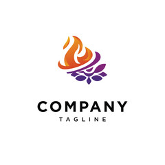 Fire Lotus combination logo icon vector
