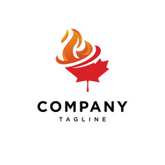 Fire Mapple leaf combination logo icon vector