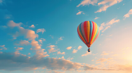 Fototapeta premium Beautiful hot air balloon floating in the sky.