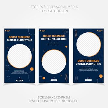 Banner Business Reels Social Media like Instagram Facebook Linkedin and more in set design template