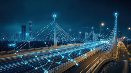 Obraz premium Smart sensors on a bridge monitoring structural integrity