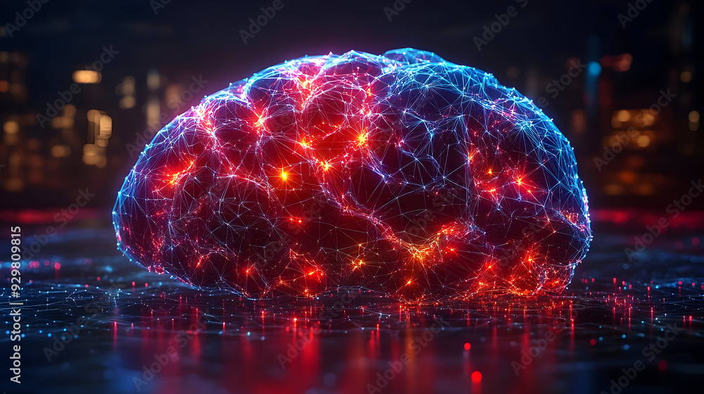 Poster a glowing, interconnected neural network representing the brain.