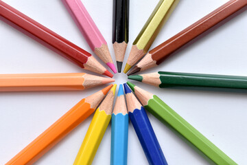 Naklejka premium Color pencil palette on white background