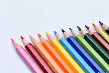 Color pencil palette on white background