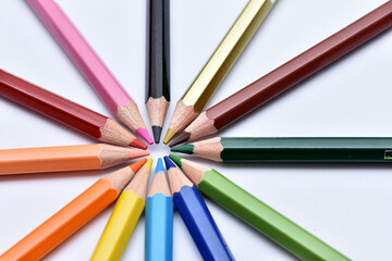 Naklejka premium Color pencil palette on white background