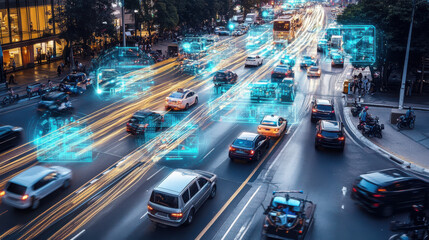 Fototapeta premium Smart traffic management system in a busy city