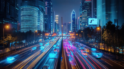 Fototapeta premium Smart traffic management system in a busy city