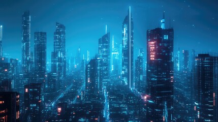 Fototapeta premium Cyberpunk Cityscape at Night