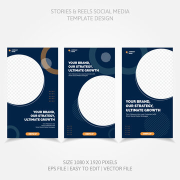 Banner Business Reels Social Media like Instagram Facebook Linkedin and more in set design template