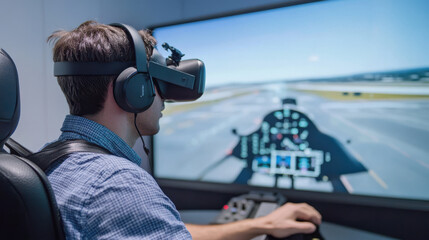 Virtual reality pilot training in a flight simulator
