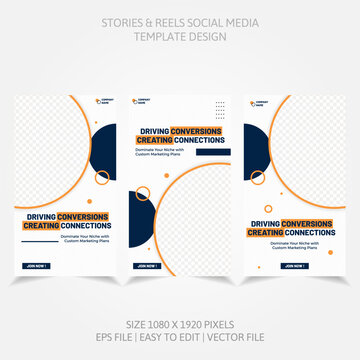 Banner Business Reels Social Media like Instagram Facebook Linkedin and more in set design template