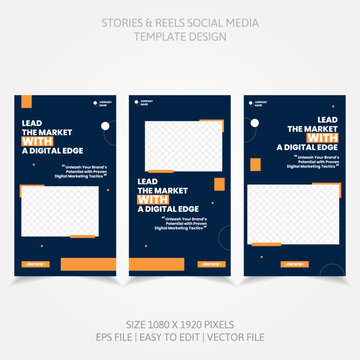 Banner Business Reels Social Media like Instagram Facebook Linkedin and more in set design template