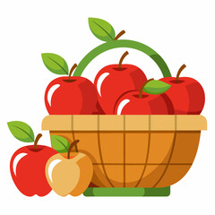 A basket filled with large apples art vector illustration