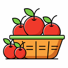 A basket filled with large apples art vector illustration
