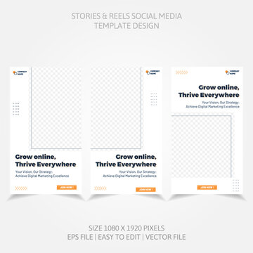 Banner Business Reels Social Media like Instagram Facebook Linkedin and more in set design template