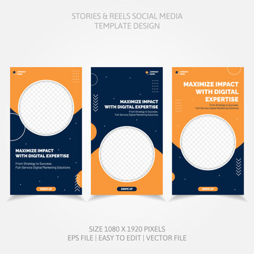 Banner Business Reels Social Media like Instagram Facebook Linkedin and more in set design template