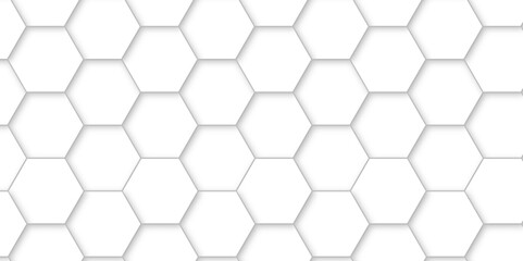 Abstract background with white color hexagons and seamless pattern vector design . luxury white pattern geometric mesh cell texture .hexagon 3d background texture design .