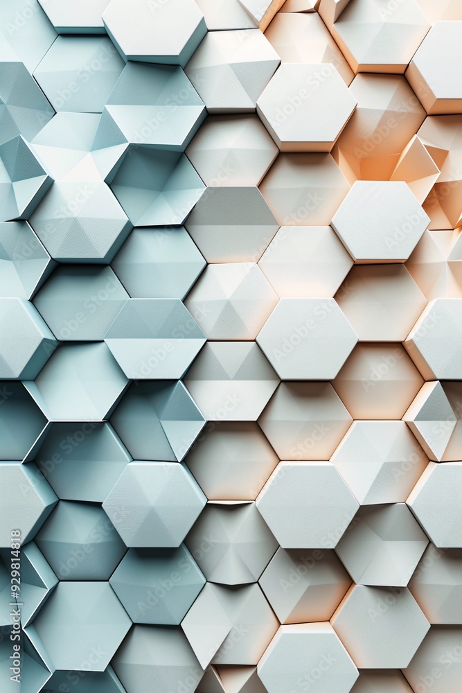 Poster a visually striking 3d pattern of interconnected polygons in earthy tones, with plenty of copy space