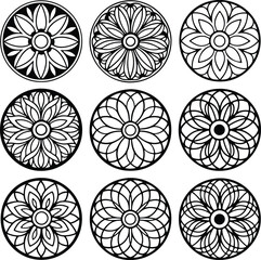 mandala floral set vector art illustration