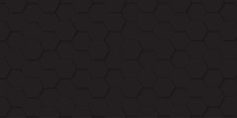 Abstract background with black color hexagons and seamless pattern vector design . luxury black pattern geometric mesh cell texture .hexagon 3d background texture design .