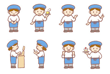 カフェ店員セット 青色の制服