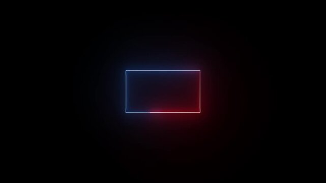 abstrack neon studio background.Glowing rectriangle animation and loading saber.