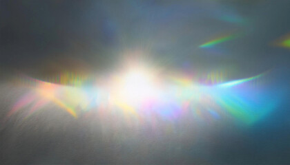 Prism Rainbow Light Overlay Abstract Crystal Flare on Dark Background