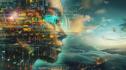 Obraz premium 3D Digital transformation digital strategy technology innovation digital disruption enterprise evolution Background