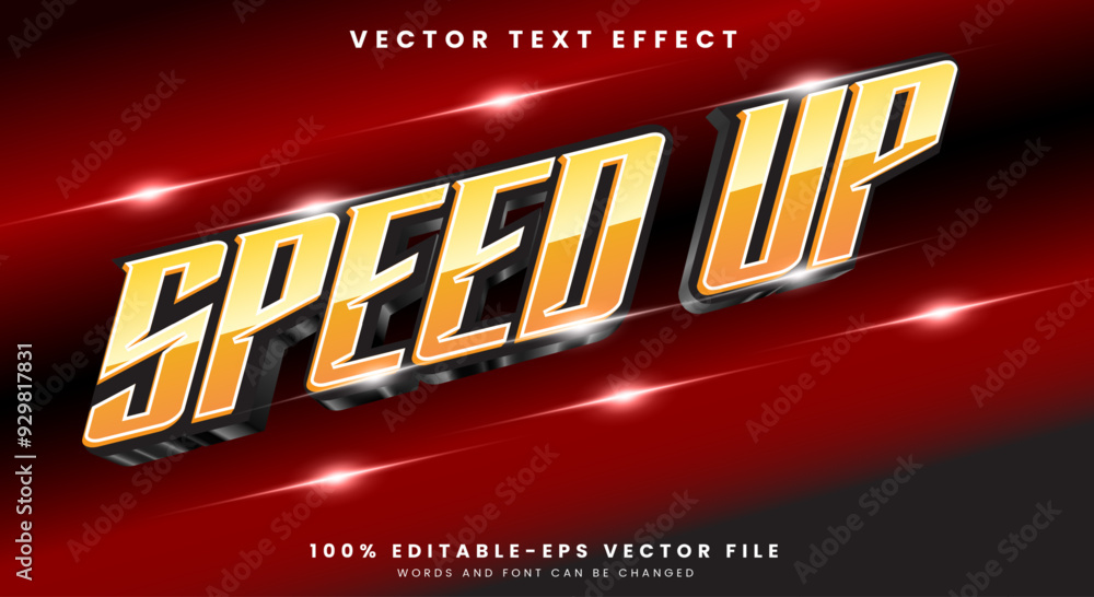 Poster speed up editable text effect template with sport and champion text style