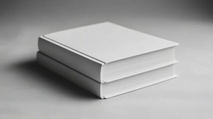 Two Blank White Books Stacked on a Gray Background - Minimalist Design for Mockups, Branding, and Creative Projects