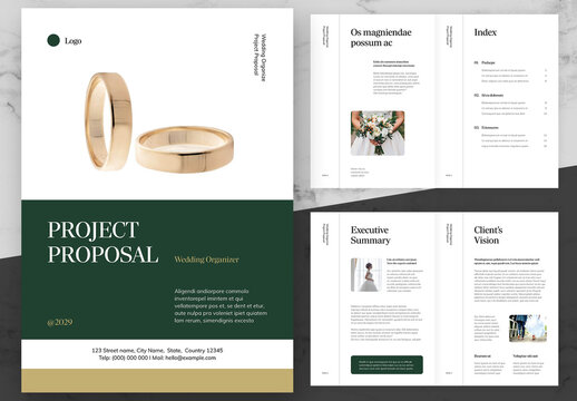 Green And Cream Wedding Organizer Project Proposal