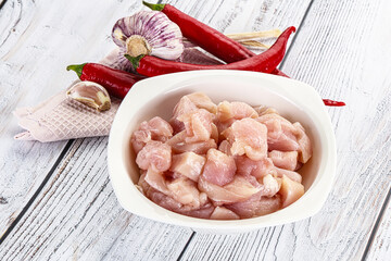 Raw uncooked chicken breast fillet