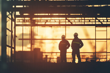 Construction Workers Sunset.