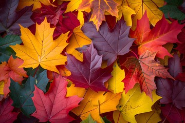 Fototapeta premium Autumn Leaves Background - Vibrant Maple Leaf Pattern for Seasonal Designs and Fall-Themed Projects