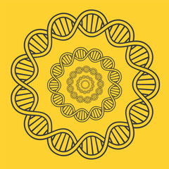 circular genetic design vector yellow background