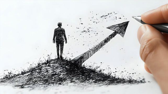A person standing on a hill, symbolizing growth and progress.