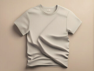 White blank t-shirt on dark wood desk.