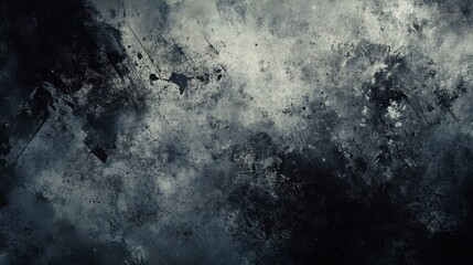 Abstract Dark Grey and White Texture Background with Grunge and Paint Splatter Effect.
