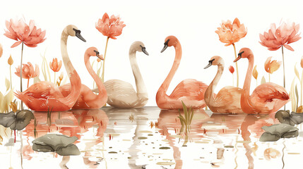 flamingos in the water