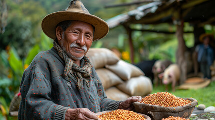 Fototapeta premium old farmer in a field