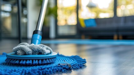 mop wipe cleaning floor blur office background